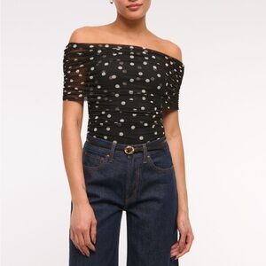 Black Polka Dot Off-Shoulder bodysuit